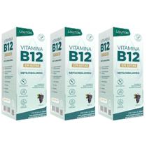 KIT 3X Vitamina B12 Premium (Metilcobalamina) em Gotas 20ml - Lauton Sabor:Uva