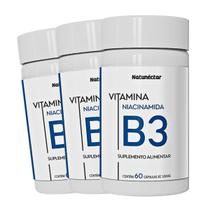 Kit 3X Vitamina B3 Niacinamida Niacina 180 Cápsulas Natunéctar Niacinamide Complexo B Concentrado Essential Kit 3X Vitamina B3 Niacinamida Niacina 180 Cápsulas Natunéctar Niacinamide Complexo B Concentrado Essential