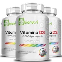 Kit 3x Vitamina D3 10.000 120 Cápsulas Cada Pote 500Mg Bionutri
