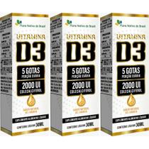 KIT 3X Vitamina D3 em gotas 2000UI 30ml - Flora Nativa