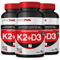 Kit 3X Vitamina K2 + Vitamina D3 30 Cápsulas Clinicmais