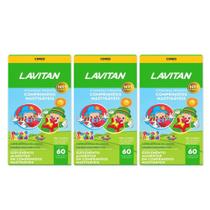 Kit 3x Vitamina Lavitan Kids Frutas 60 Mastigáveis - CIMED Kit 3x Vitamina Lavitan Kids Frutas 60 Mastigáveis - CIMED