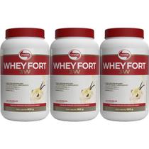 Kit 3X Whey Fort 3W - 900g Baunilha - Vitafor Kit 3X Whey Fort 3W - 900g Baunilha - Vitafor