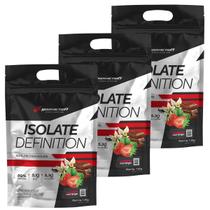 Kit 3X Whey Isolate Definition - 1800g Refil Morango - BodyAction Kit 3X Whey Isolate Definition - 1800g Refil Morango - BodyAction