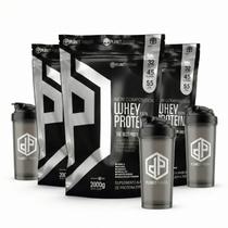 Kit 3X Whey Protein 100% 32g de Proteína 2Kg + 3X Coqueteleira 600ml - Planet Pharma -