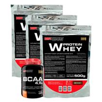 KIT 3x Whey Protein 500g + BCAA 100g Tangerina - Bodybuilders