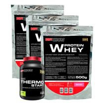 KIT 3x Whey Protein 500g + Thermo Starter Powder 120g Limão - Bodybuilders