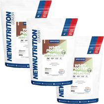 Kit 3X Whey Protein Zero Lactose All Natural - 900g Refil Cappuccino - NewNutrition