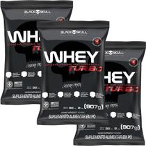 Kit 3X Whey Turbo - 907g Refil Baunilha - Black Skull