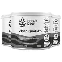 Kit 3X Zinco Quelato Bisglicinato 60 Caps 500 Mg Ocean Drop