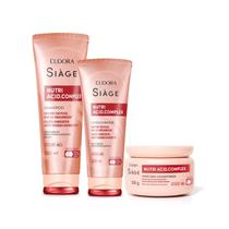 Kit 3x1 Eudora Siàge Nutri Acid Complex Shampoo Condicionador Máscara Vegano Nutrição Hidratação