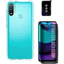 Kit 3x1 Moto E40 - Película Privacidade 3d + Capa Anti Shock + Película de Câmera Moto E40 XT2159