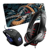 Kit 3x1 Mouse Gamer 3200dpi Headset Mousepad XXL