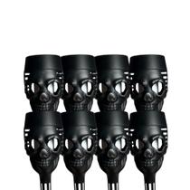 Kit 4-12 Balizador Solar Caveira Halloween Granfei 39cm Decoração Jardim Quintal Soutimes