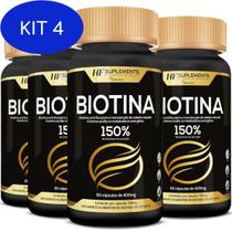Kit 4 4X Biotina 150% Premium 400Mg 60Caps Hf Suplements