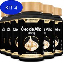 Kit 4 6X Oleo De Alho Premium 500Mg 60Caps Hf Suplements