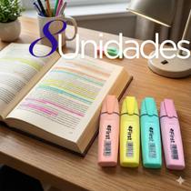 Kit 4, 8 ou 12 Marca Texto Tons Pastel Caneta Colorida Escolar Macia Suaves Premium