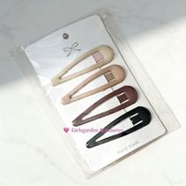 Kit 4/8 Unidades de Presilhas de Cabelo Tic Tac Grande 7cm - Cores Neutras e Marrom Preto Luxo Kit 4/8 Unidades de Presilhas de Cabelo Tic Tac Grande 7cm - Cores Neutras e Marrom Preto Luxo