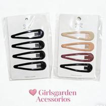 Kit 4/8 Unidades de Presilhas de Cabelo Tic Tac Grande 7cm - Cores Neutras e Marrom Preto Luxo