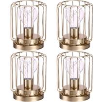 Kit 4 Abajur De Mesa Geométrico Lâmpada LED Metal Dourado