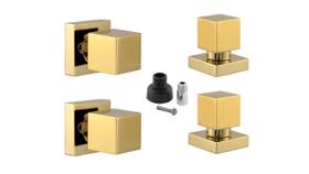 Kit 4 Acabamento Chuveiro Quadrado Dourado Brilhante Padrão Docol Kit 4 Acabamento Chuveiro Quadrado Dourado Brilhante Padrão Docol