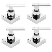 Kit 4 Acabamento de Registro 1/2 3/4 e 1 Polegada Alavanca C73 Cromado Pressão Gaveta Padrão Deca