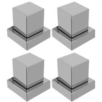 Kit 4 Acabamento de Registro 1/2 3/4 e 1 Polegada Quadrado Cromado Abs Pressão Gaveta Padrão Deca