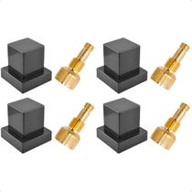 Kit 4 Acabamento para Registro 1/2 3/4 e 1 Quadrado Preto Pressão Gaveta Chuveiro Padrão Docol