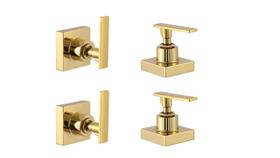 Kit 4 Acabamento Para Registro De Banheiro Alavanca Quadrado Dourado Brilhante Chuveiro Padrão Deca Kit 4 Acabamento Para Registro De Banheiro Alavanca Quadrado Dourado Brilhante Chuveiro Padrão Deca