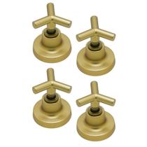 Kit 4 Acabamento Registro Pressão Gaveta Dourado Fosco Padrão Deca Metal Luxo