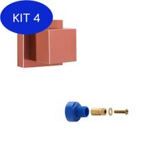Kit 4 Acabamento Registro Quadrado Rose Brilho + Adaptador
