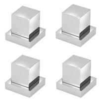 Kit 4 Acabamentos Registro Quadrado Metal Cromado Padrão Deca - Levo