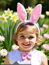 Kit 4 Acessórios Carnaval Coelhinha Tiara Gravata Rabo Saia Cor:Rosa Saia 30cm