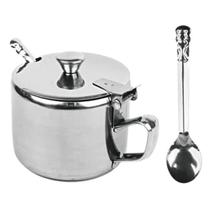 Kit 4 Açucareiro Com Tampa E Colher Em Inox Capacidade 200 Ml