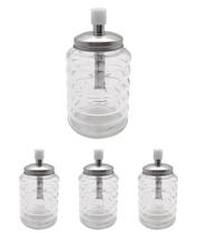 Kit 4 Açucareiros De Vidro em Aço Inox Com Dosador Hauskraft