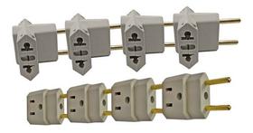 Kit 4 Adapatador T De Tomada + 4 Adaptador Saida 3p Para 2p Kit 4 Adapatador T De Tomada + 4 Adaptador Saida 3p Para 2p