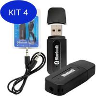 Kit 4 Adaptador Bluetooth Receptor Usb P2 Audio Stereo