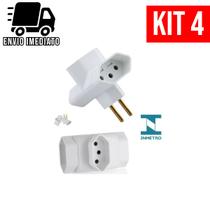 Kit 4 Adaptador de Tomada Benjamin 3 PINOS Formato T de 10A
