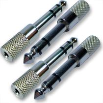 Kit 4 adaptadores metal jack p2 x p10 plug conector estereo profissional sistema pa som profissional Kit 4 adaptadores metal jack p2 x p10 plug conector estereo profissional sistema pa som profissional
