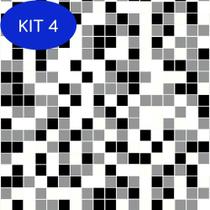 Kit 4 Adesivo Azulejo Para Cozinha Laminado Preto Branco