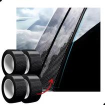 Kit 4 Adesivo Fibra Carbono 4d Coluna Porta Lateral Soleira