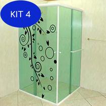 Kit 4 Adesivo Para Box De Banheiro Floral 4 - Extra Grande