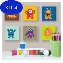 Kit 4 Adesivo Parede Azulejo Infantil Quadradinhos - Quartinhodecorado