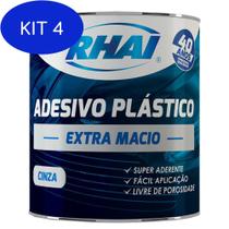 Kit 4 Adesivo Plástico Extra Macio Cinza 1Kg Rhai