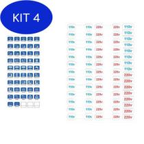 Kit 4 Adesivo Quadro Disjuntor Cartela Cabos E Tomadas 110V E 220V