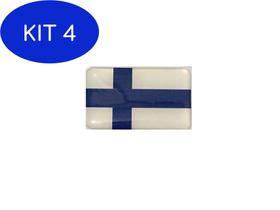 Kit 4 Adesivo resinado bandeira da Finlândia 9x6 cm