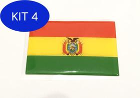 Kit 4 Adesivo resinado da bandeira da bolívia 9x6 cm