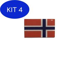 Kit 4 Adesivo Resinado Da Bandeira Da Noruega 9X6 Cm