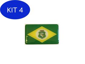 Kit 4 Adesivo Resinado Da Bandeira Do Ceará 9X6 Cm