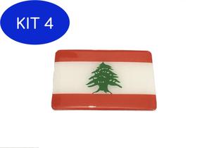 Kit 4 Adesivo resinado da bandeira do líbano 9x6 cm